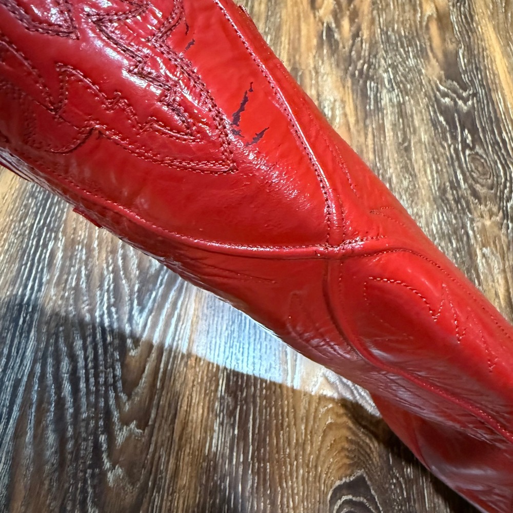 Lucchese 6.5B Western Cowboy Boots Womens Red Leather Vintage San Antonio - Picture 16 of 16